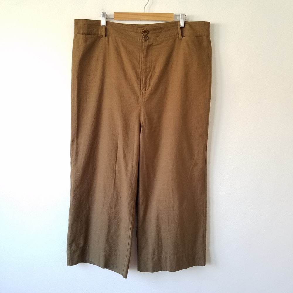 Apiece Apart Wide Leg High Rise Cropped Pants Olive Green Size 20